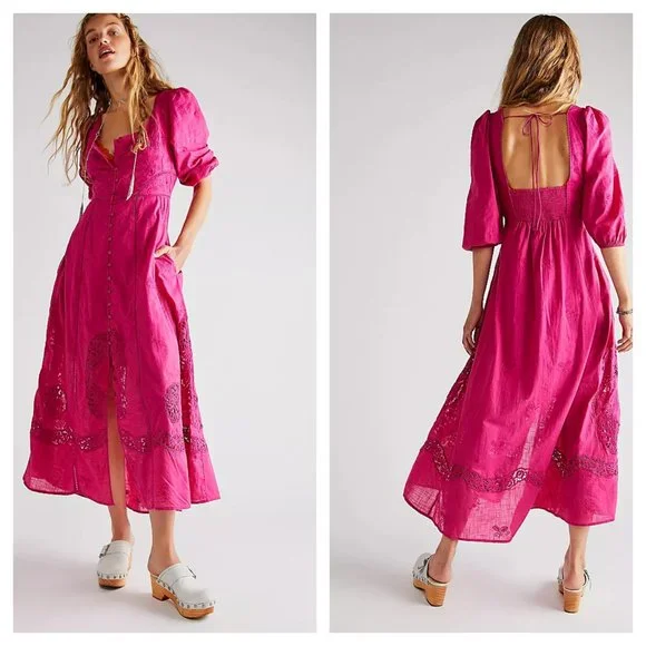 knee length dresses for ladies Good Life Lace Maxi Dress in White